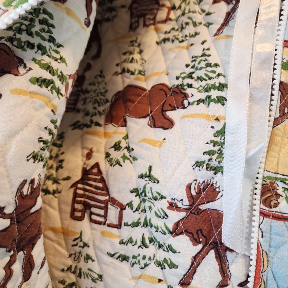 Vintage‎ 23×52 Quilted Garment Bag With Rustic Moose/Bear Pattern New With Tags
